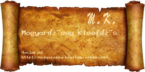 Mogyoróssy Kleofás névjegykártya